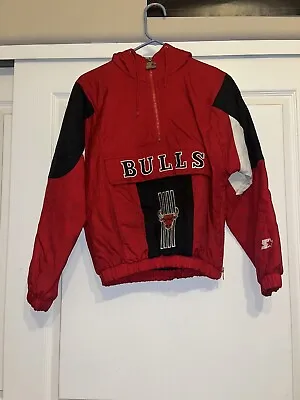 Vintage Starter Chicago Bulls NBA Jacket Puffer Hoodie Kids/Youth Medium 90’s • $50