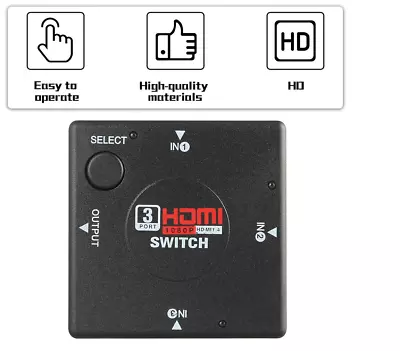  Hdmi 3 Port Switch Auto Switcher Splitter Selector Hub Box Cable 2160P UK HDTV • £5.49