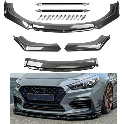 For Hyundai I30N MK3 Front Bumper Lip Splitter Spoiler Carbon Fiber Strut Rod • $69.99