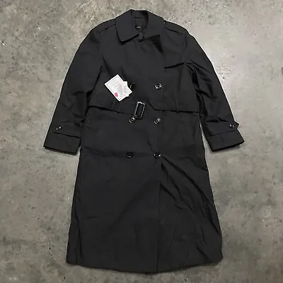 Men's Trench Coat Military Garrison Collection Black With Liner Sz 6R • $24.99