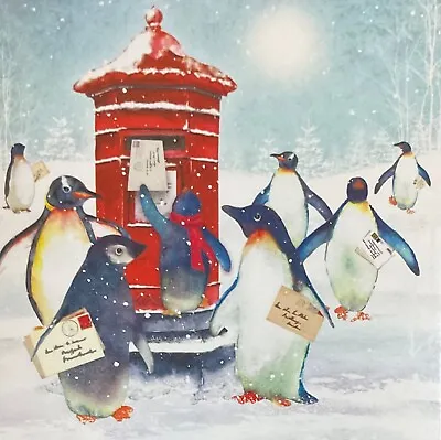 PACK OF 8 CHARITY CHRISTMAS CARDS~PENGUINS & POST BOX~SEE DESCR~13cm • £3.95