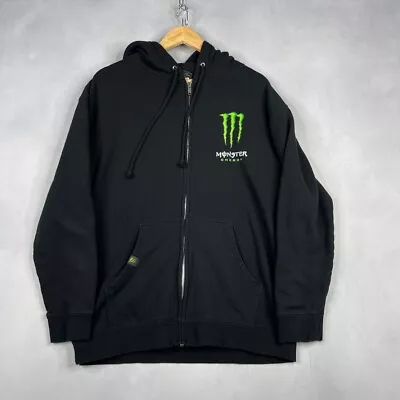 Monster Energy Sweatshirt Mens Large L Black Hoodie Full Zip Jacket Grunge Y2K • $61.88