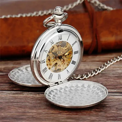 Vintage Men's Wind Up Pocket Watch Mechanical Pendant Chain Luxury • $20.90