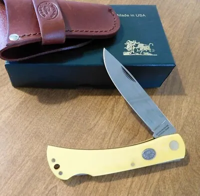 MOORE MAKER New 3103LBB  Yellow Sodbuster W/Lanyard Hole Lockback Knife/Knives • $83