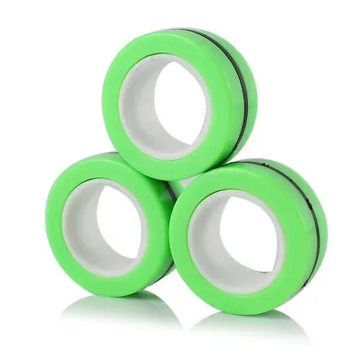 Finger Magnetic Ring Magical Spinner Bracelet Fidget Toy Pack 3(Green) • $7.49