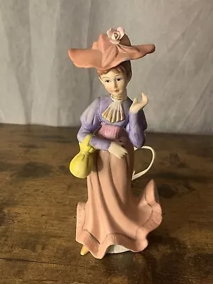 Vintage Japan IRICE Ceramic Lamp Lady Pink DRESS Basket Diffuser Night Light • $27.99