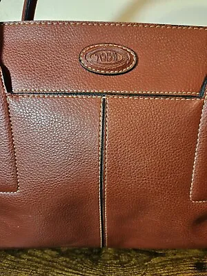 Tod's Women's Satchel Handbag Purse Burgundy Pebbled Leather Double Handle • $129.99
