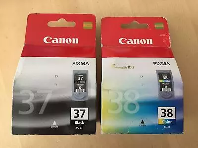 Genuine Canon Inks - PG-37 BLACK + CL-38 COLOUR / IP1800 IP1900 (INC VAT) BOXED • £25.50