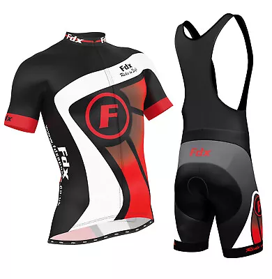 FDX Mens Cycling Jersey Half Sleeve Top Racing Team Biking Top + Bib Shorts Set • $37.49