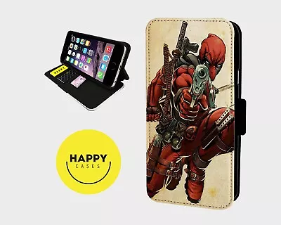 £9.67 • Buy DEAD POOL HERO GUN BLAST - Faux Leather Flip Phone Case Cover - Iphone/Samsung