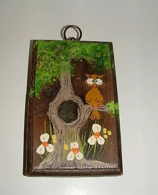 Owl On Tree Knot Decorative Painting On Wood By Rau 1970's Pre-owned • $30.25