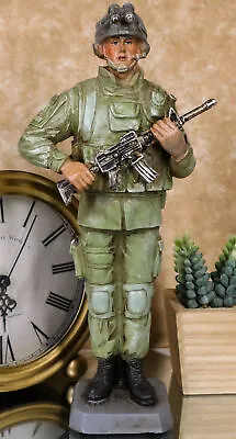 Military Marine Army Deploy Soldier On Guard With Rifle And Backpack Figurine • $30.99