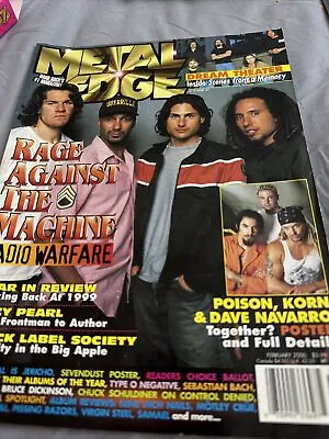 Metal Edge Magazine February 2000 Rage Against The Machine • $9.99