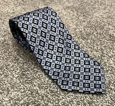 Stafano Ricci Harrods London Men’s XL Luxury Blue Checked Pattern Silk Tie GUC • $39.99