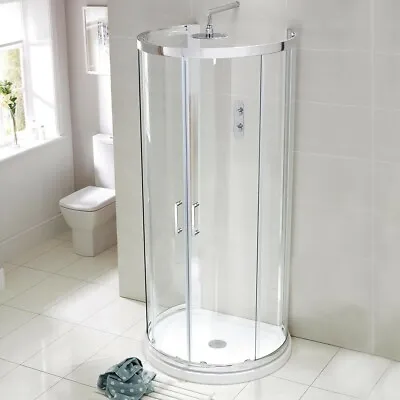 D Shape Shower Enclosure Inc Shower Tray Chrome Frame 900x770mm • £765