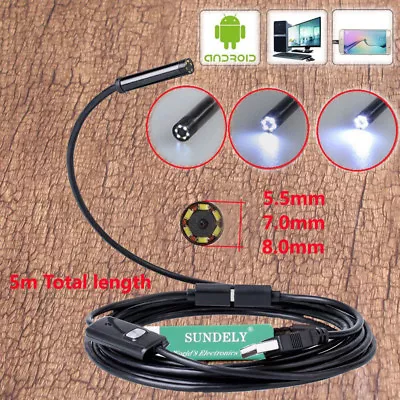 £6.85 • Buy Waterproof 6LED USB Android Endoscope Borescope Snake Inspection Camera Scope UK