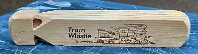 Vintage Wood Train Whistle USA 8 X1-1/4 X1-1/4  Pyrography Etched Steam Sound • $4.96