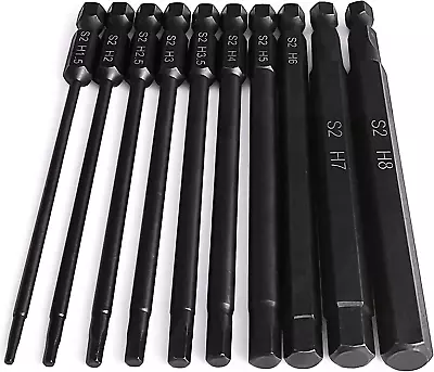 100Mm Extended Allen Wrench Drill Bit Set  10Pc Metric Hex Impact Driver Bits  • $13.32