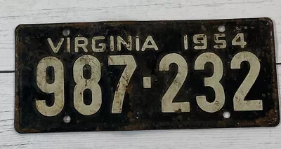 $29.97 • Buy Vintage VA 1954 VIRGINIA State MOTORCYCLE License Plate White On Black
