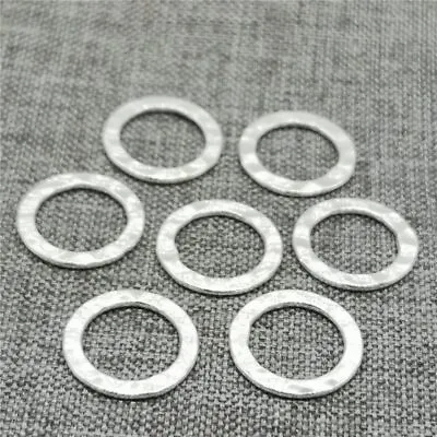 10pcs Of 925 Sterling Silver Hammered Closed Jump Rings 13mm Spacer • £15.61