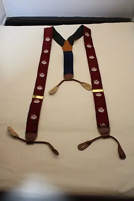 Vintage 1980's Santa Claus Braces / Suspenders Burgundy • $18.99
