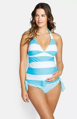 Maternal America 'Josie' Maternity 2pc Tankini Swimsuit - Stripe XS ( 0-2) NWT • $54.99