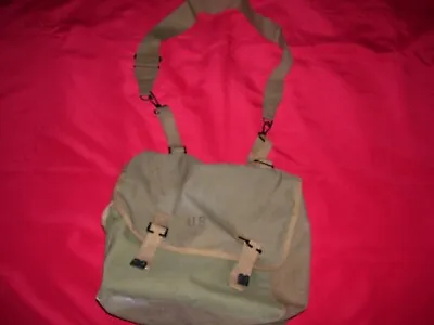 WWII British Made For U.S. Troops Musette Field Bag With Matching Strap • $145