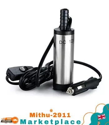 £11.49 • Buy DC 12V Water Pump Cig Lighter Steel Submersible Pump Diesel Fuel Transfer