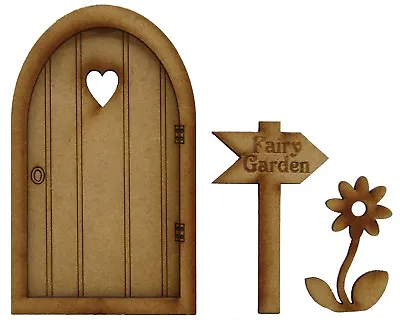 Wooden Fairy Door Fairy Garden Door Fairy Garden Sign Flower Heart Fairy Door • £6.95
