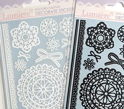 2x Black&White Lace Doily Sticker Sheet Set —Decorative Planner Doilies Stickers • £2.99