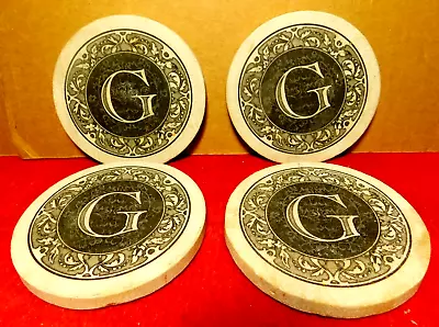 Coasters~Thirstystone Absorbent Monogram  G  Sandstone Coaster Set Of 4 • $10