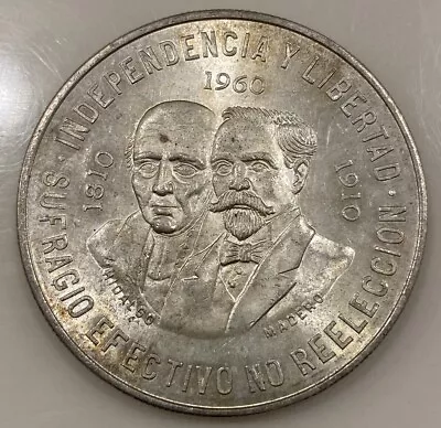 1960 Mexico Diez 10 Pesos .900 Silver 150th Anniv. War Independence Coin • $33
