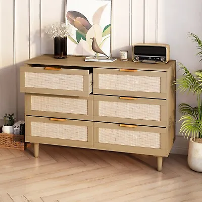 6 Drawers Rattan Dresser Rattan Drawer For BedroomLiving Room • $224.62