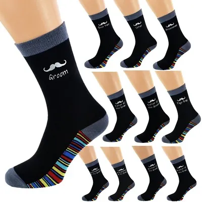 Moustache Design Funky Sole Wedding Mens Socks In Various Roles X6S223-011 • $6.77