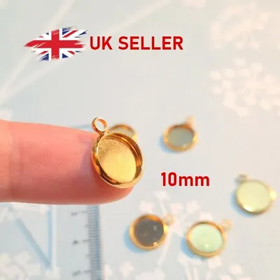 £10 • Buy 30pcs 10mm Gold Cabochon Setting Blank Cameo Trays Bezels Pendant Blanks