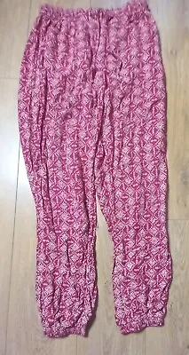 £18.45 • Buy Fatface Harem Trousers Red Floral Elasticated Waist And Leg Womens Size 10