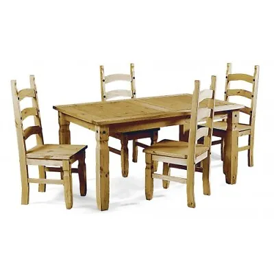 £229.99 • Buy Corona Dining Table And 4 Chairs Set 4' Mexican Solid Pine By Mercers Furniture®