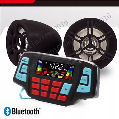 Motorcycle Bluetooth Wireless Speaker Audio System Stereo MP3 SD Radio Golf Cart • $39.98