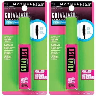 Maybelline Great Lash Waterproof Mascara - Very Black  ( Lot Of 2)Great Price!! • $19.99