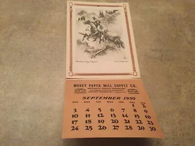 R H Palenske B&W Calendar Print-Packstring Panic Cowboy Horses Grizzly Bear 1950 • $24