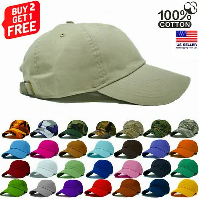 Plain Adjustable Military Solid Washed Cotton Polo Style Baseball Cap Dad Hat • $7.99