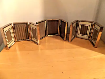 LOT OF 3 Vintage Mini Tri Fold Brass Tone 2.5x3.5” Metal Gold Picture Frames • $21