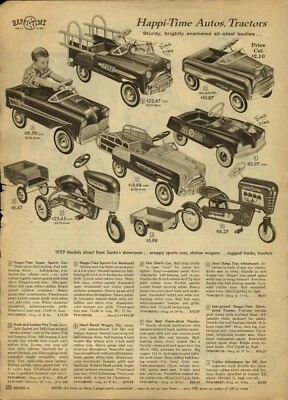 £29.02 • Buy 1959 PAPER AD 2 PG Toy Play Pedal Cars Happi-Time Atomic Missile Tractor Police