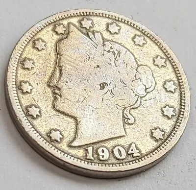 1904 Liberty Head V Nickel 5 Cent Piece- Philadelphia VG Details V031 • $2.50