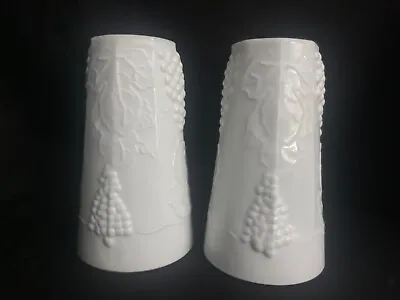 Indiana Milk Glass Tumblers 6” Set Of 2 Harvest Colony Panel Grapes Vintage • $8.99