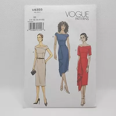 Vogue 9355 Misses' Asymmetrical Neckline Dress Sewing Pattern Size 14-22 Uncut • $12.99