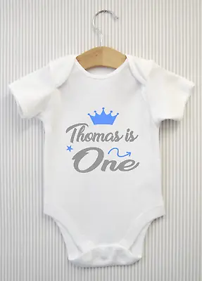 Personalised One 1st First Birthday Arrow Baby Grow Bodysuit T-Shirt Or Tee Blue • £4.98