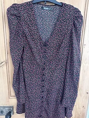 Misguided Floral  Rose Long Sleeved Tea Dress. Buttons Down Front. Size 8 • £7