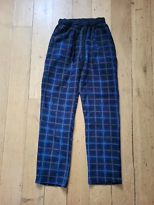 Mens Blue Check Fleece Pyjama Bottoms By Matalan Size S • £3