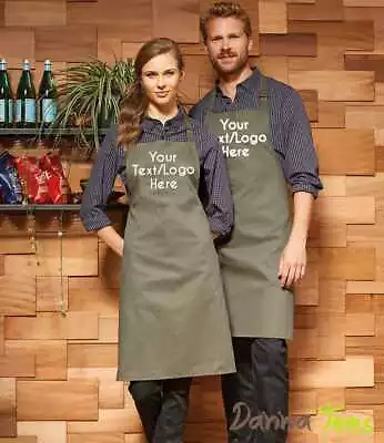 £9.99 • Buy Personalised Custom Printed Apron With Pocket Baking Cooking Business Logo Text
